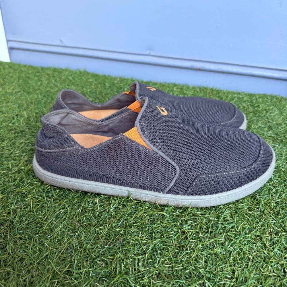 OluKai Nohea Mesh Dark Shadow Charcoal Grey Mens Slip On Shoes Size 10 Comfort
